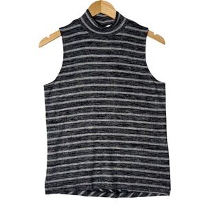 Rag & Bone Jean Thea‎ Mock Neck Sleeveless Striped Top Gray Black Womens Size XS